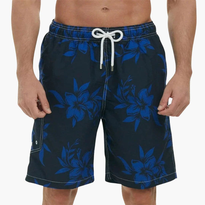 SwissFellas Herren Badeshorts mit tropischem Muster, reguläre Passform