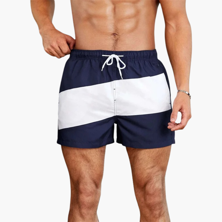 SwissFellas Herren Badeshorts mit Colour-Block-Design, reguläre Passform
