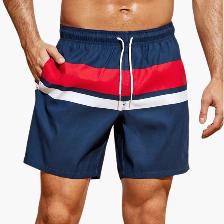 SwissFellas Herren Badeshorts mit Colour-Block-Design, reguläre Passform