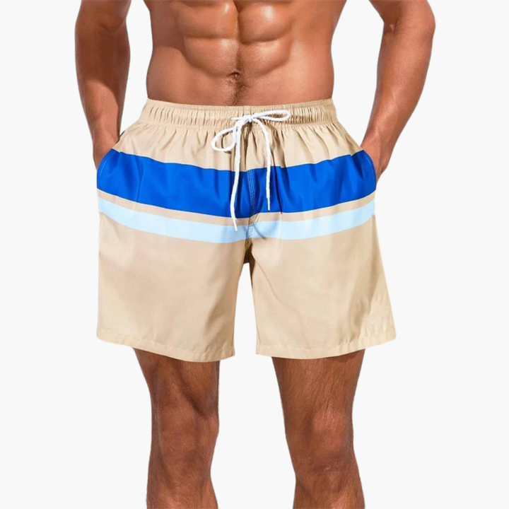 SwissFellas Herren Badeshorts mit Colour-Block-Design, reguläre Passform