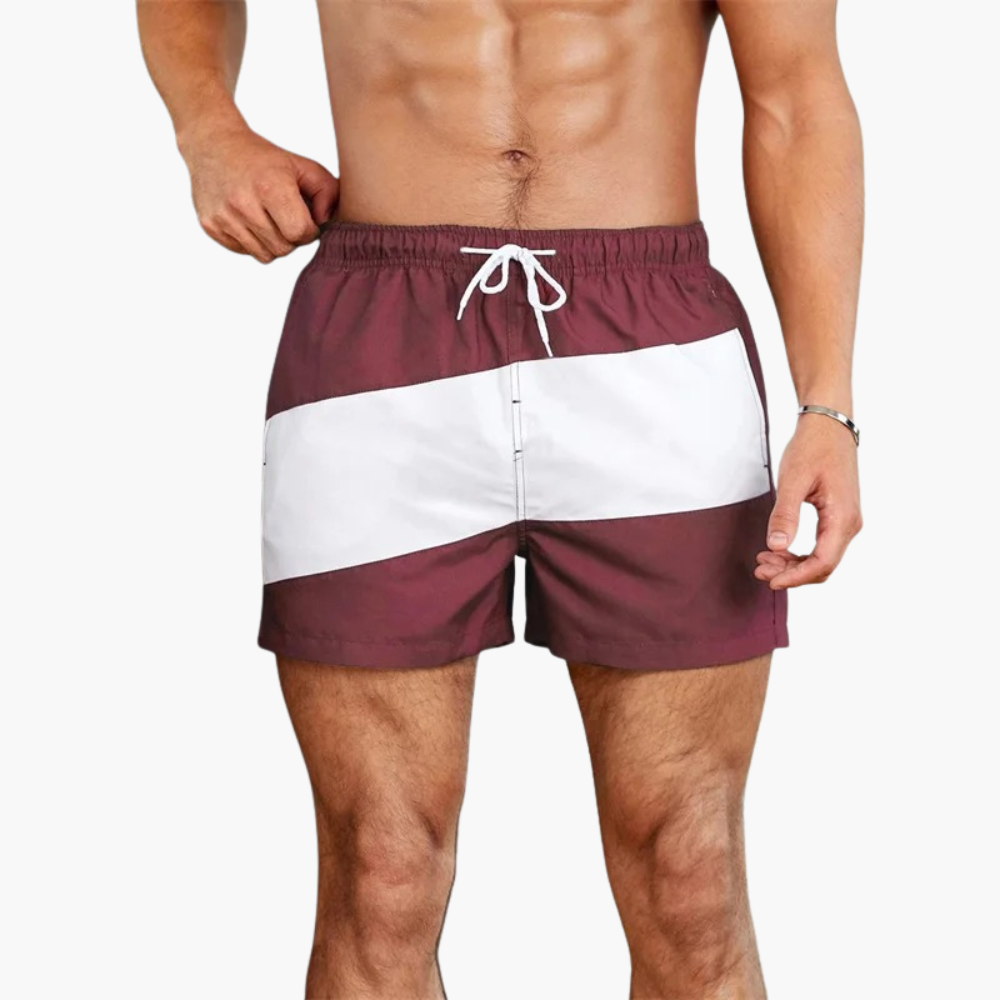 SwissFellas Herren Badeshorts mit Colour-Block-Design, reguläre Passform