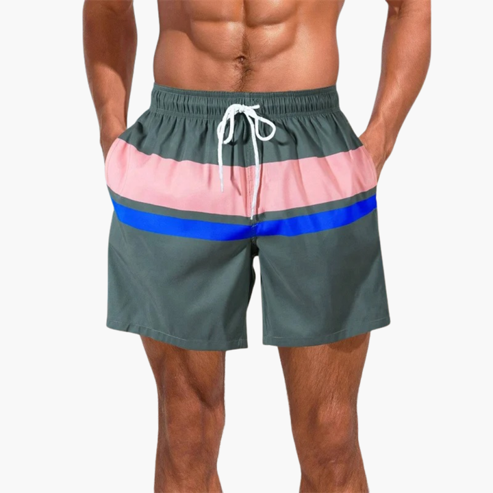 SwissFellas Herren Badeshorts mit Colour-Block-Design, reguläre Passform