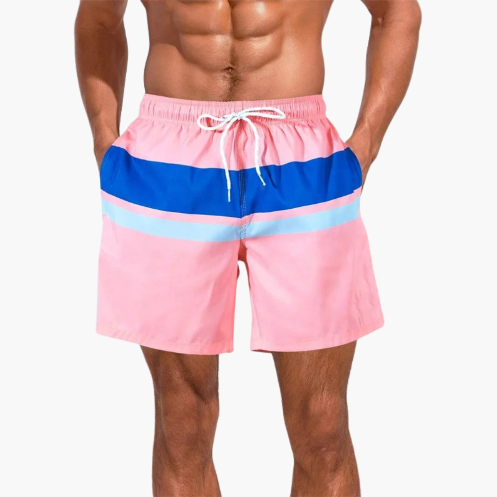 SwissFellas Herren Badeshorts mit Colour-Block-Design, reguläre Passform