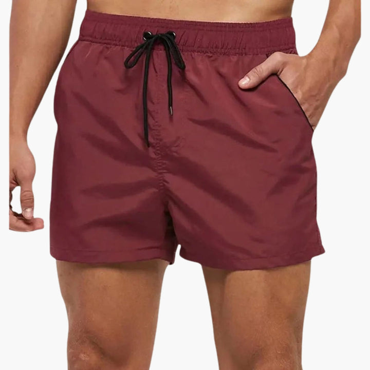 SwissFellas Herren Badeshorts mit Kordelzug, unifarben, reguläre Passform