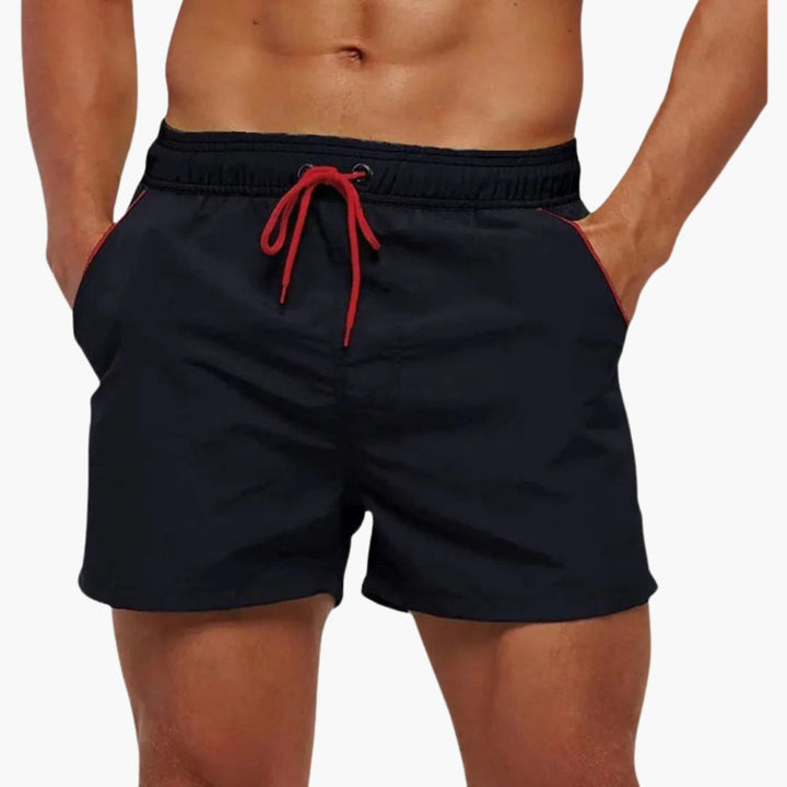 SwissFellas Herren Badeshorts mit Kordelzug, unifarben, reguläre Passform