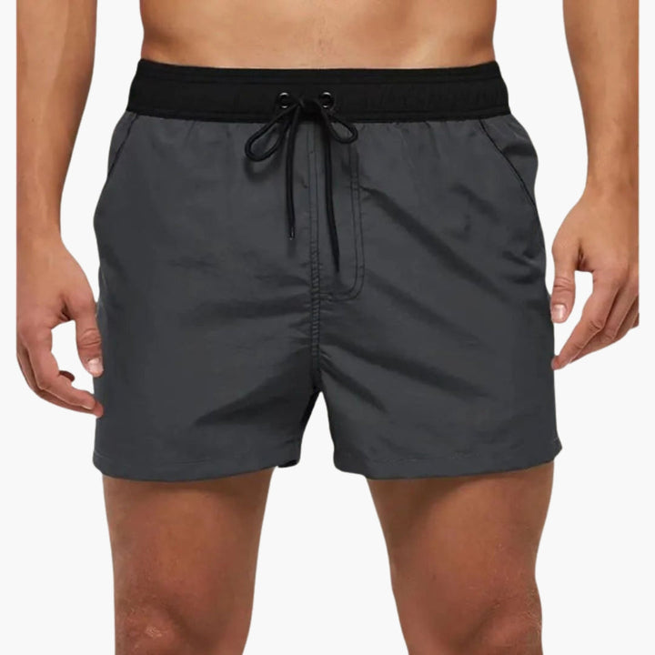SwissFellas Herren Badeshorts mit Kordelzug, unifarben, reguläre Passform