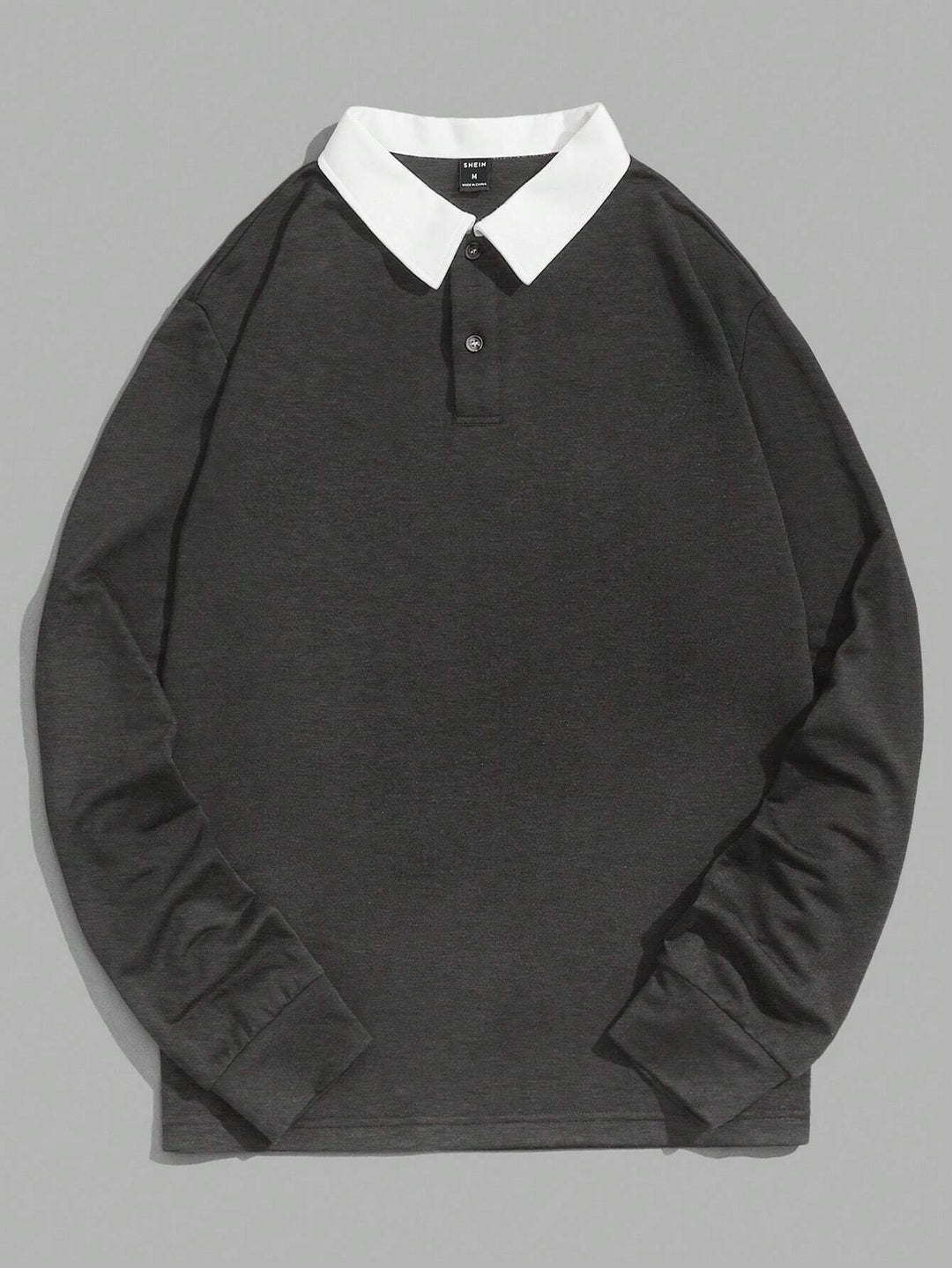Herren Polo-Pullover mit Kragen und Knopfleiste - dunkelgrau