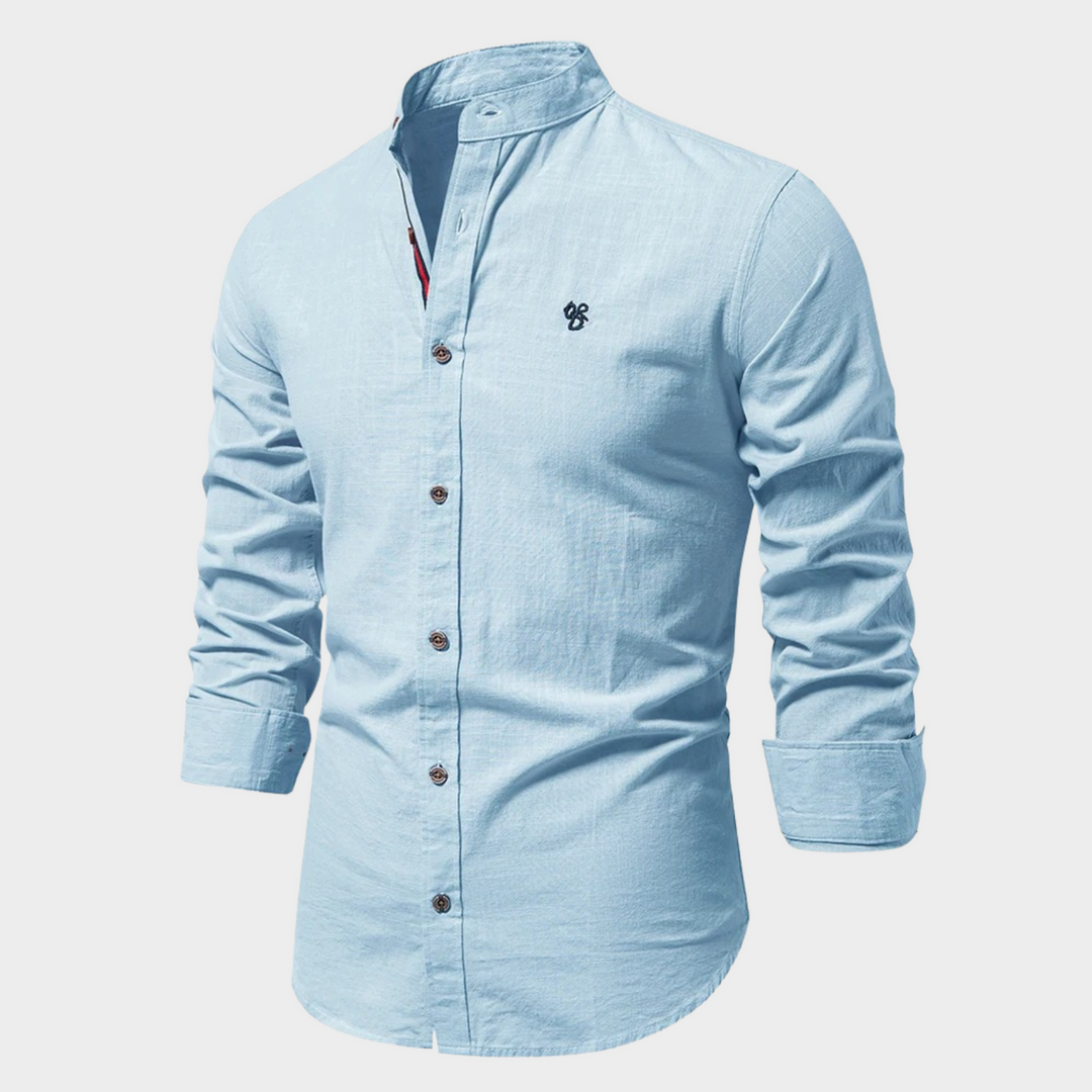 Herrenhemd mit Button-Down-Kragen und langen Ärmeln - hellblau