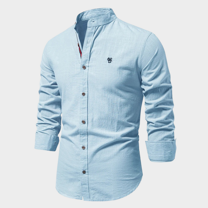 Herrenhemd mit Button-Down-Kragen und langen Ärmeln - hellblau