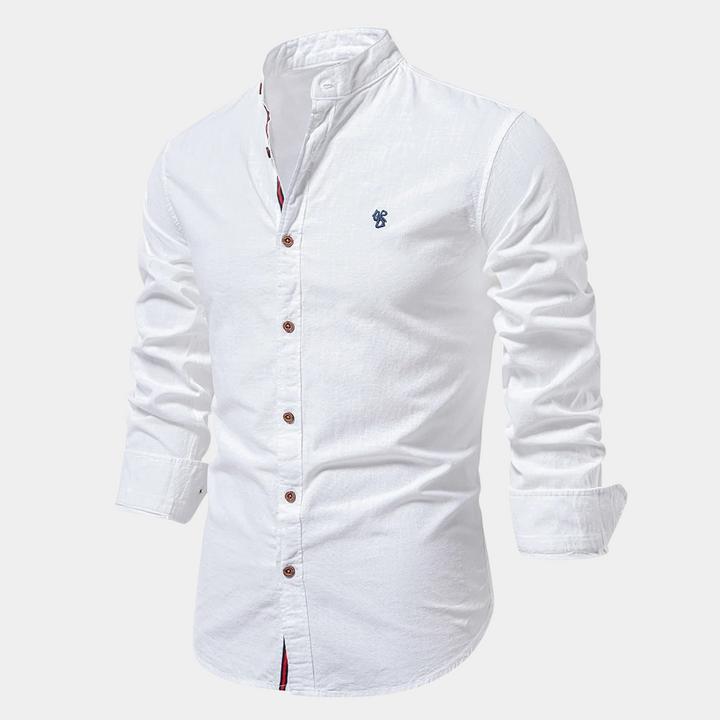 Herrenhemd mit Button-Down-Kragen und langen Ärmeln - weiß
