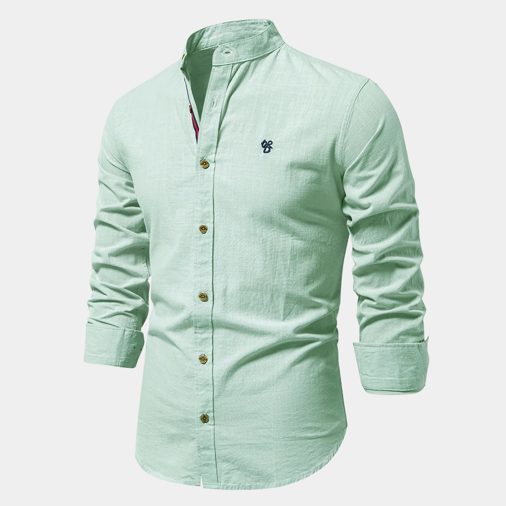 Herrenhemd mit Button-Down-Kragen und langen Ärmeln - mintgrün