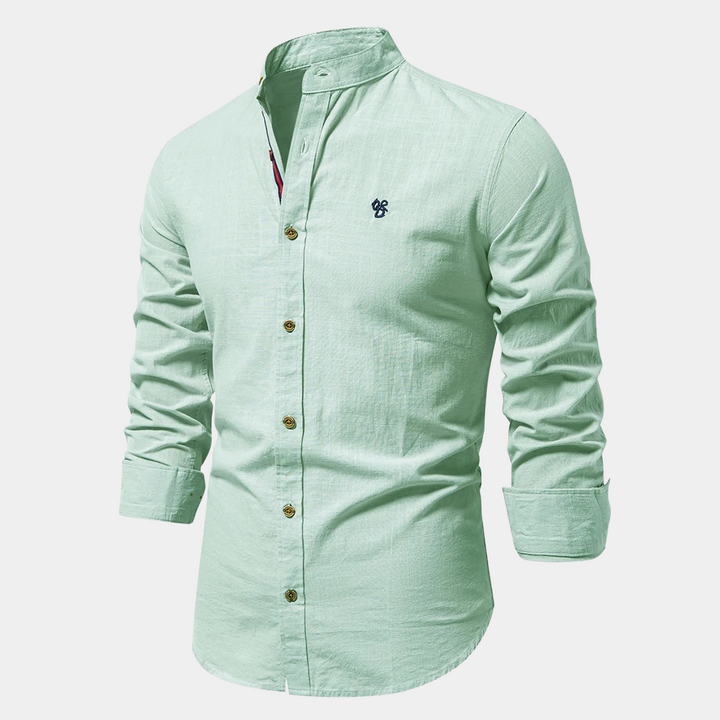 Herrenhemd mit Button-Down-Kragen und langen Ärmeln - mintgrün