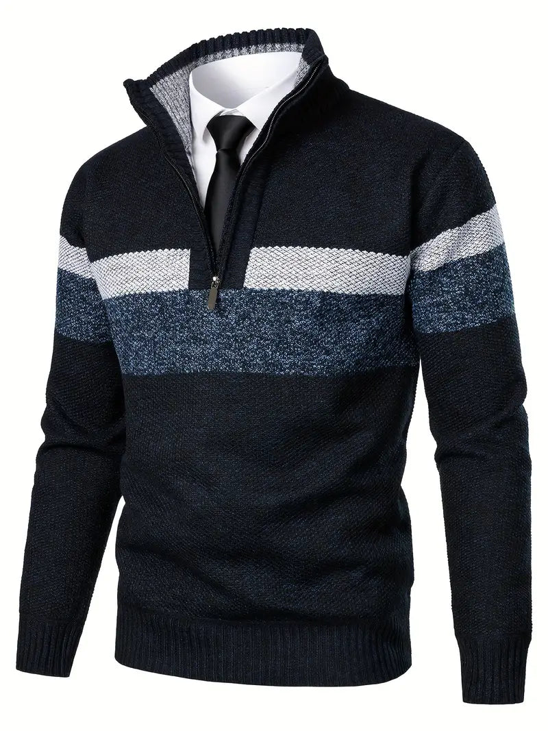 SwissFellas Herren stylischer Zip-Pullover, weich und vielseitig