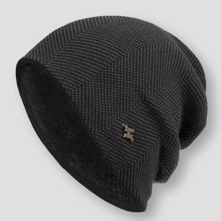 Strickmütze für Herren mit Innenfutter - schwarz