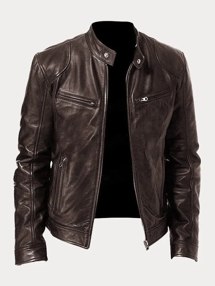 Tarek | Herren Lederjacke mit Stehkragen