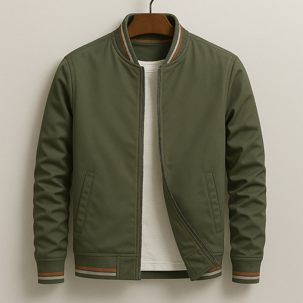 Bomberjacke für Herren mit Streifendetails - grün