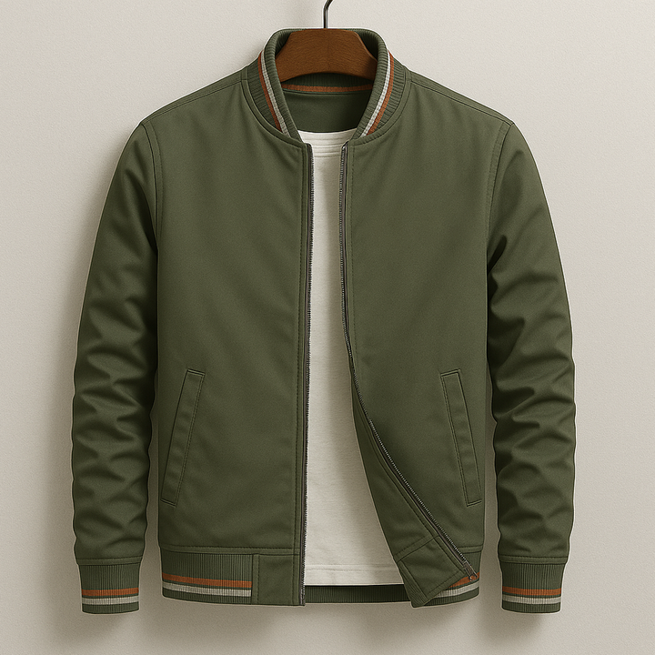 Bomberjacke für Herren mit Streifendetails - grün