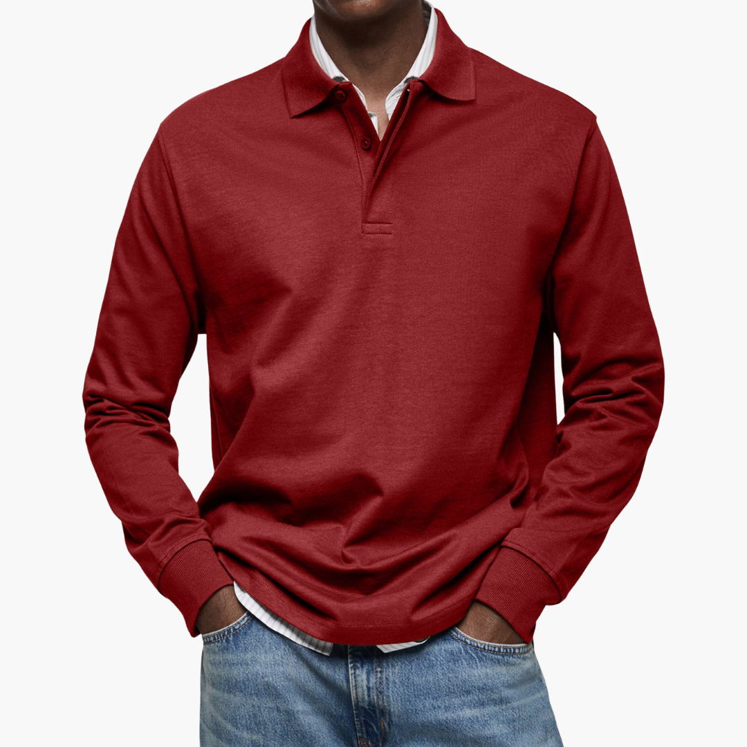 Milan | Herren Langarm Poloshirt mit Knopfleiste