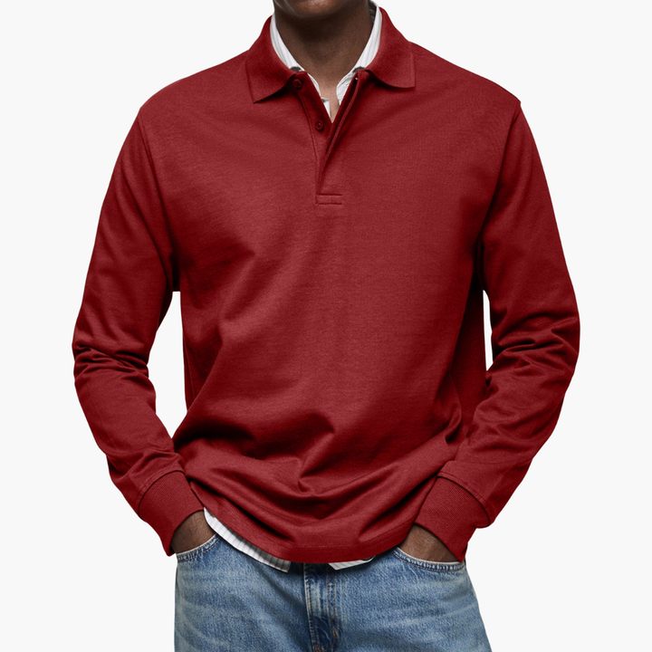 Milan | Herren Langarm Poloshirt mit Knopfleiste