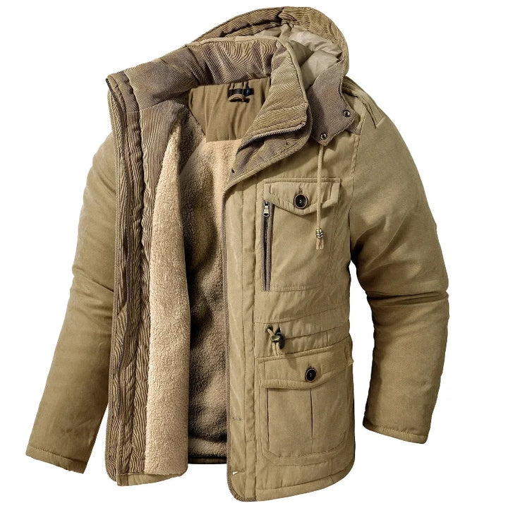 Winterjacke für Herren mit Kapuze - khaki