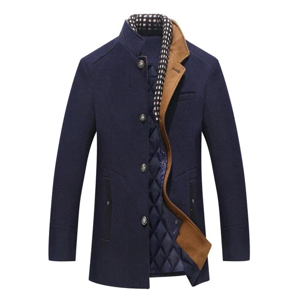 Wintermantel für Herren im Woll-Look - blau