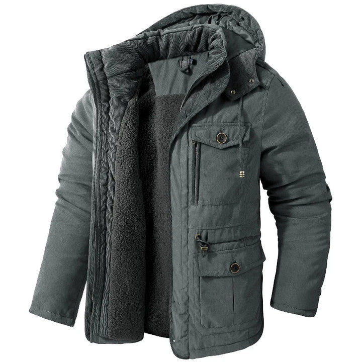 Winterjacke für Herren mit Kapuze - grau