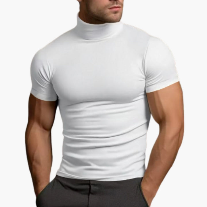 SwissFellas Herren Rollkragen T-Shirt mit Kurzarm und hohem Kragen, schmale Passform