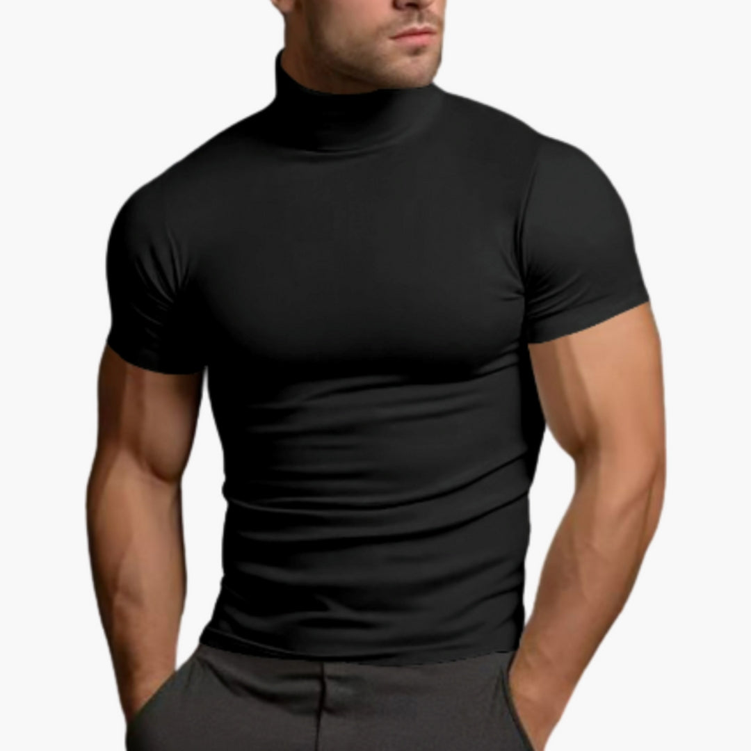 SwissFellas Herren Rollkragen T-Shirt mit Kurzarm und hohem Kragen, schmale Passform