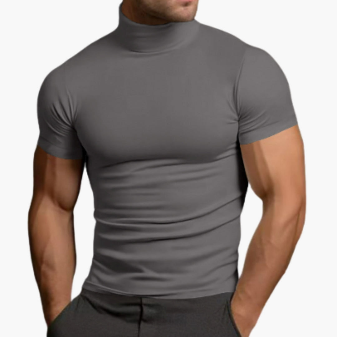 SwissFellas Herren Rollkragen T-Shirt mit Kurzarm und hohem Kragen, schmale Passform