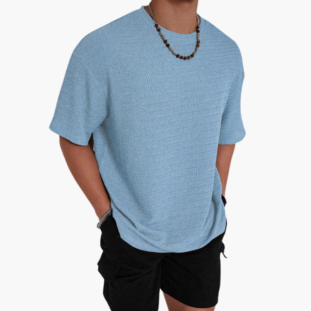 SwissFellas Herren T-Shirt mit Strukturdesign und Rundhalsausschnitt, lockere Passform
