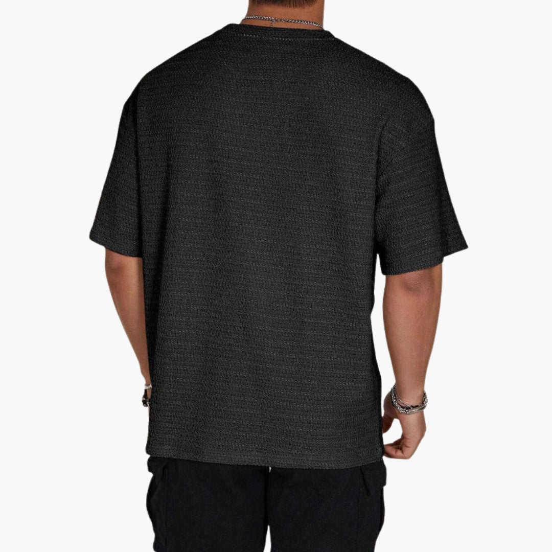 SwissFellas Herren T-Shirt mit Strukturdesign und Rundhalsausschnitt, lockere Passform