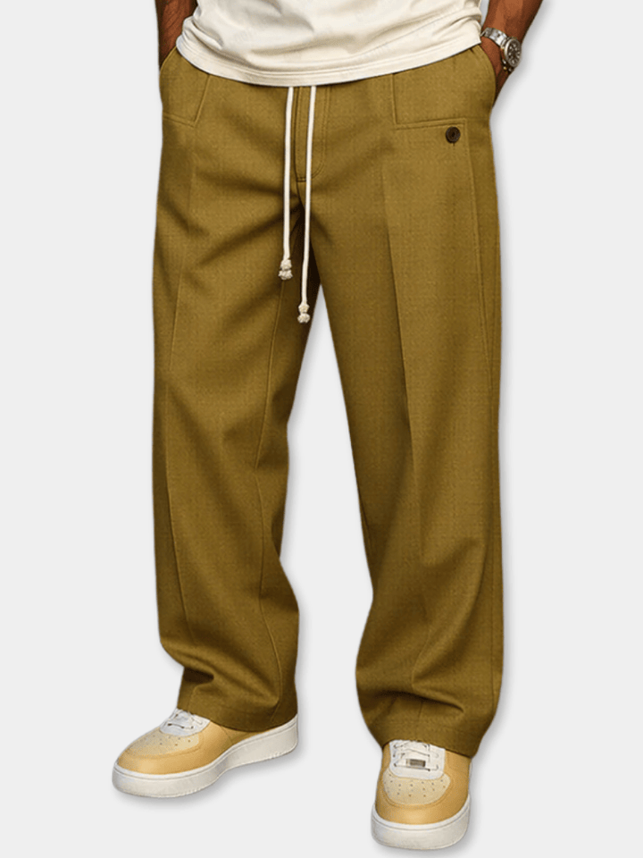 Wide-Leg Hose für Herren mit Kordelzug - khaki