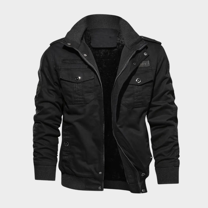 Cargojacke mit aufgesetzten Taschen - schwarz