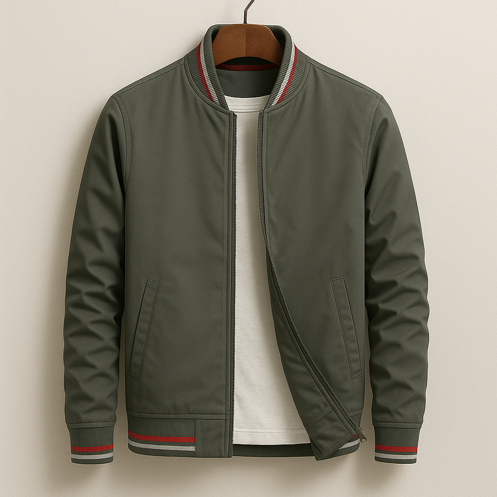 Bomberjacke für Herren mit Streifendetails - grau
