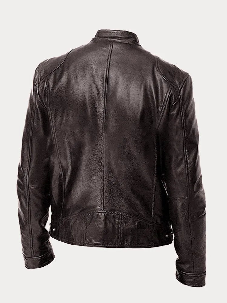 Tarek | Herren Lederjacke mit Stehkragen
