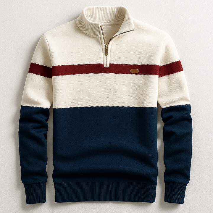 Troyer-Pullover für Herren mit Streifen - marineblau / weiß
