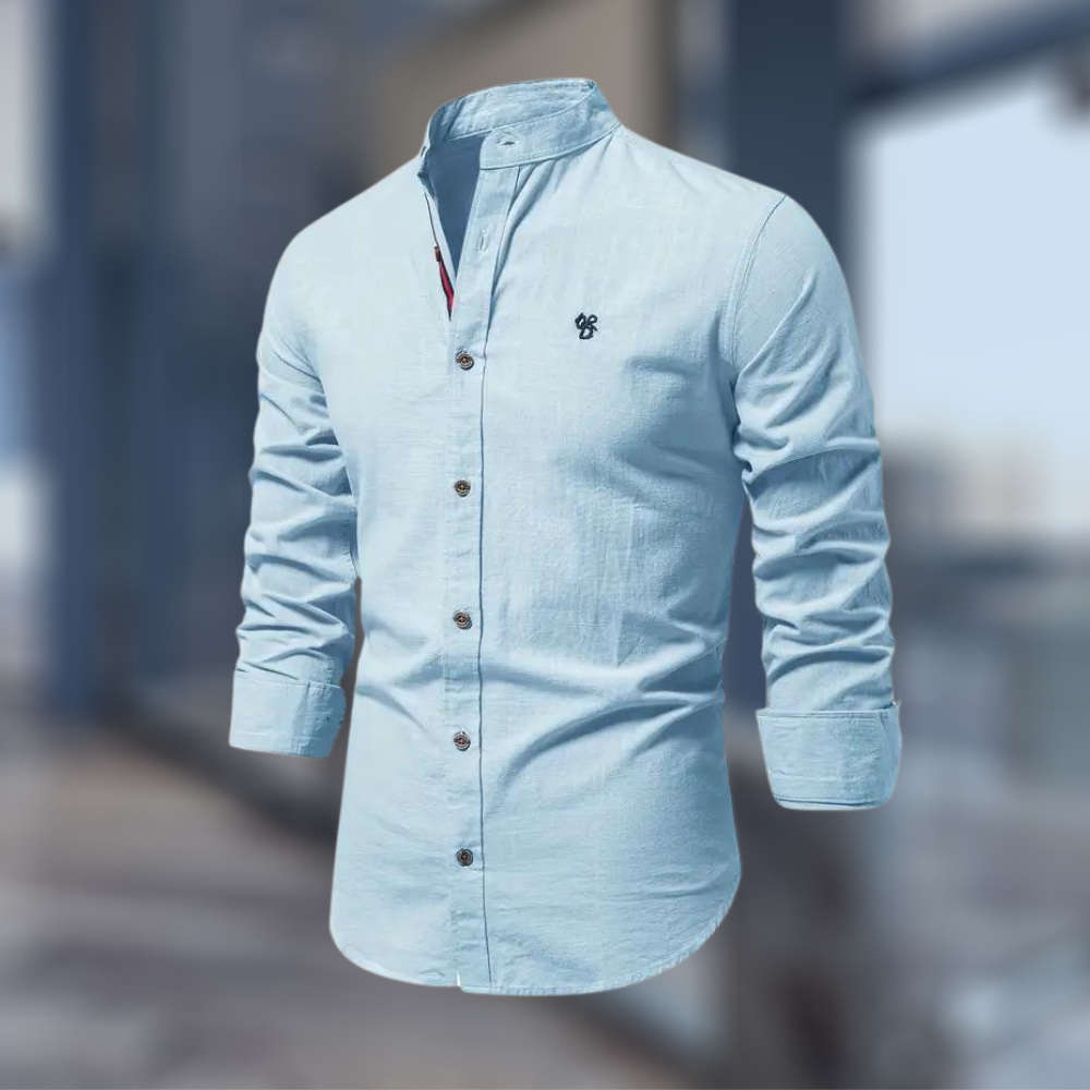 Leon | Men's Long Sleeve Polo Shirt with Stand-Up Collar