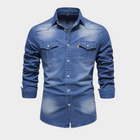 Vielseitiges Herrenhemd aus Denim mit 3/4 Ärmeln