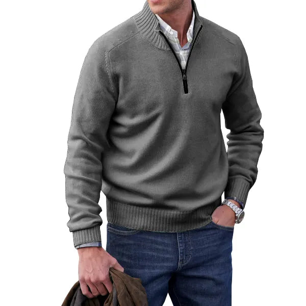 Anton | Herren Kaschmir Pullover mit Reißverschluss