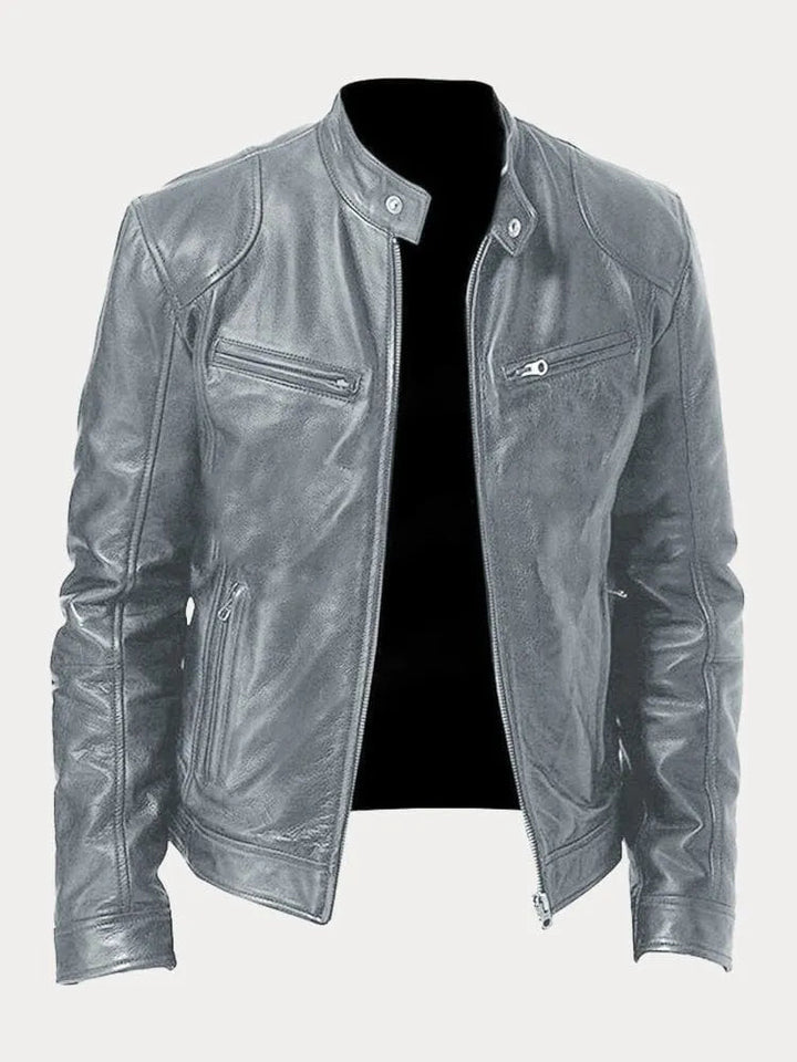 Tarek | Herren Lederjacke mit Stehkragen