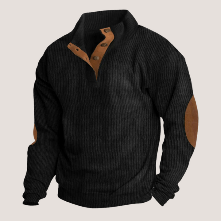 Hannes | Herren Rippstrick Pullover mit Ellbogen-Patches