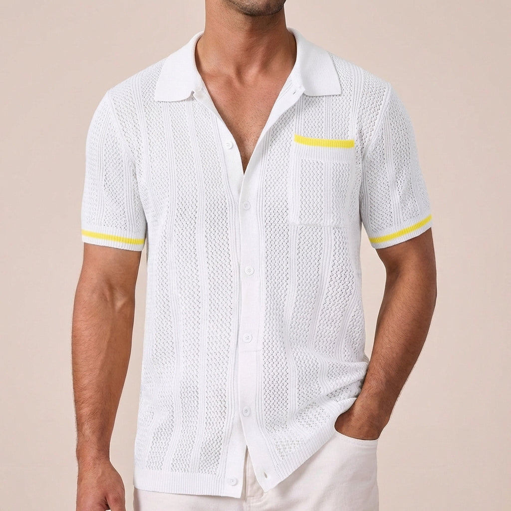 Arvid | Herren Strick Polo mit Knopfleiste