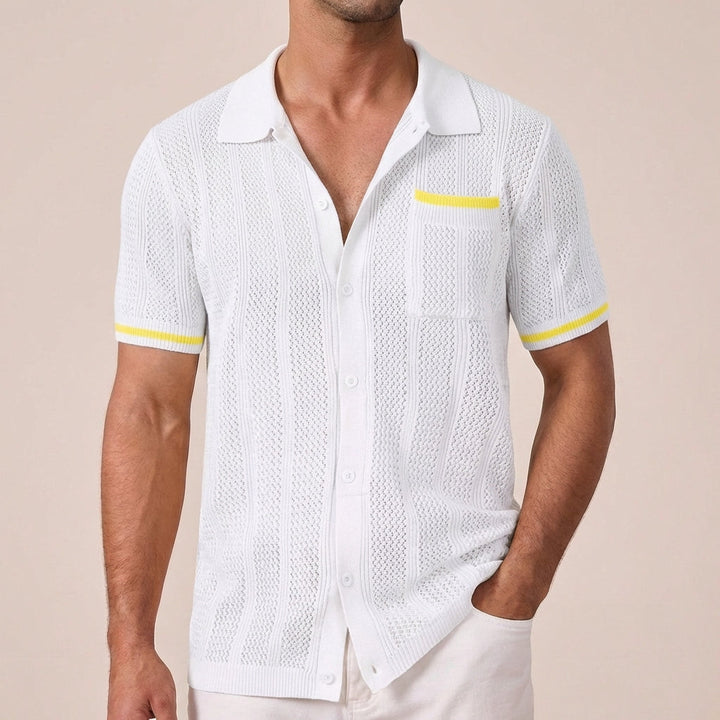 Arvid | Herren Strick Polo mit Knopfleiste