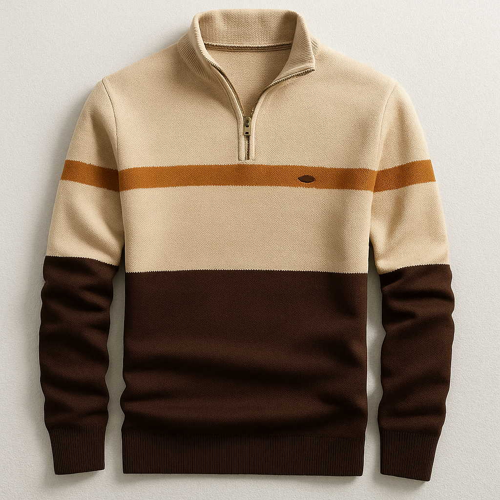 Troyer-Pullover für Herren mit Streifen - braun / beige