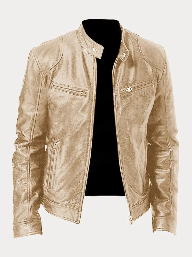 Tarek | Herren Lederjacke mit Stehkragen