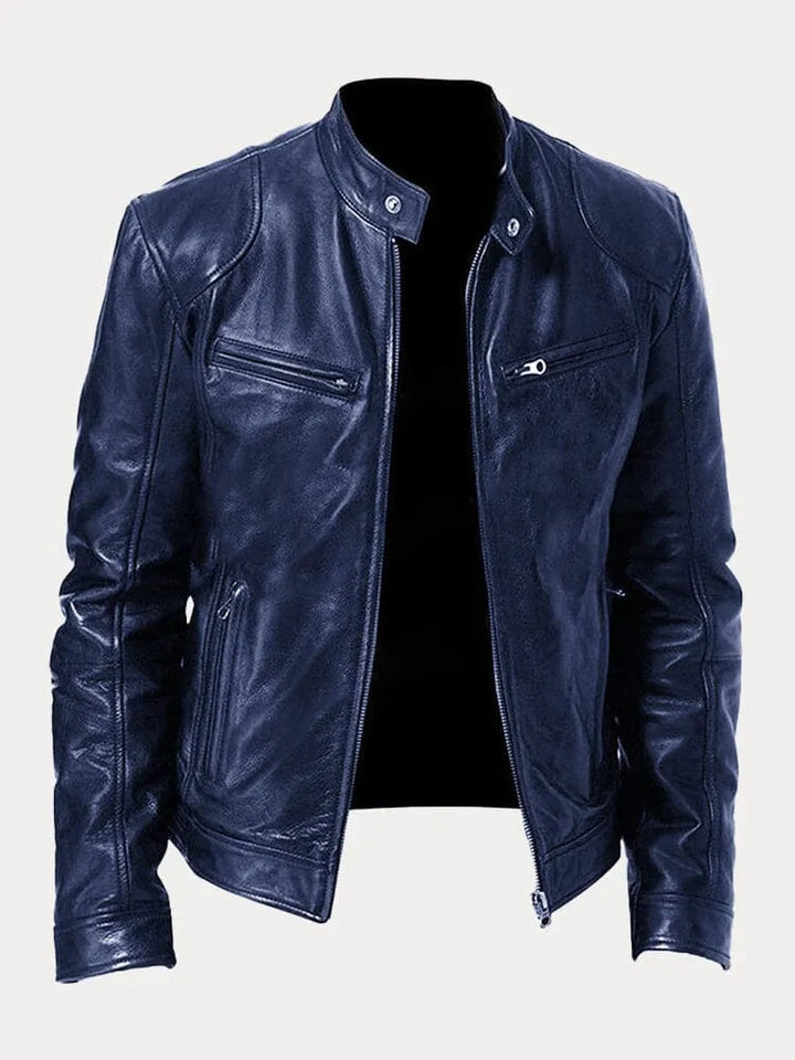 Tarek | Herren Lederjacke mit Stehkragen