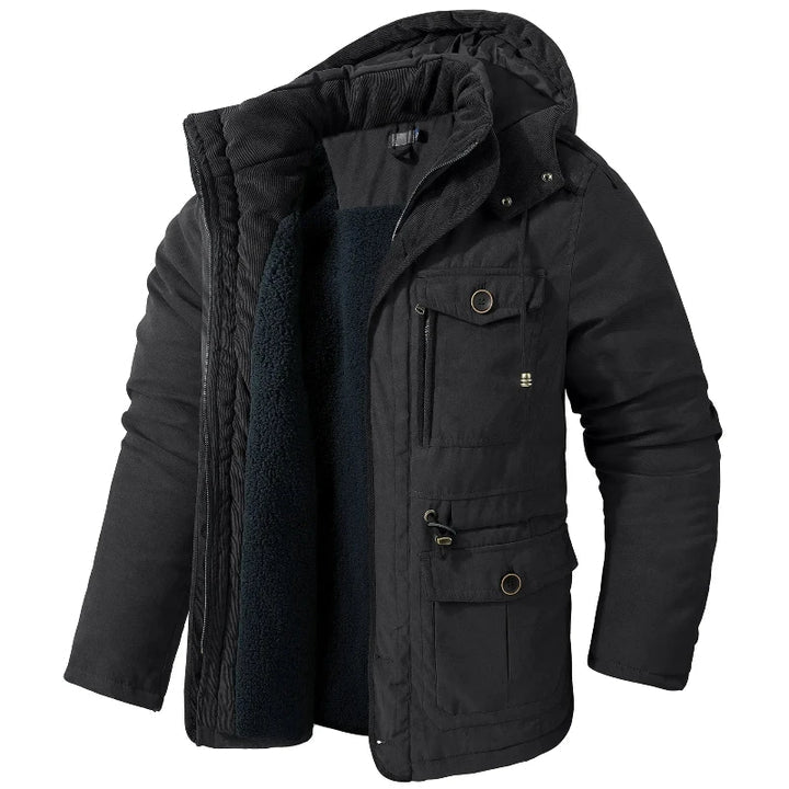 Winterjacke für Herren mit Kapuze - schwarz