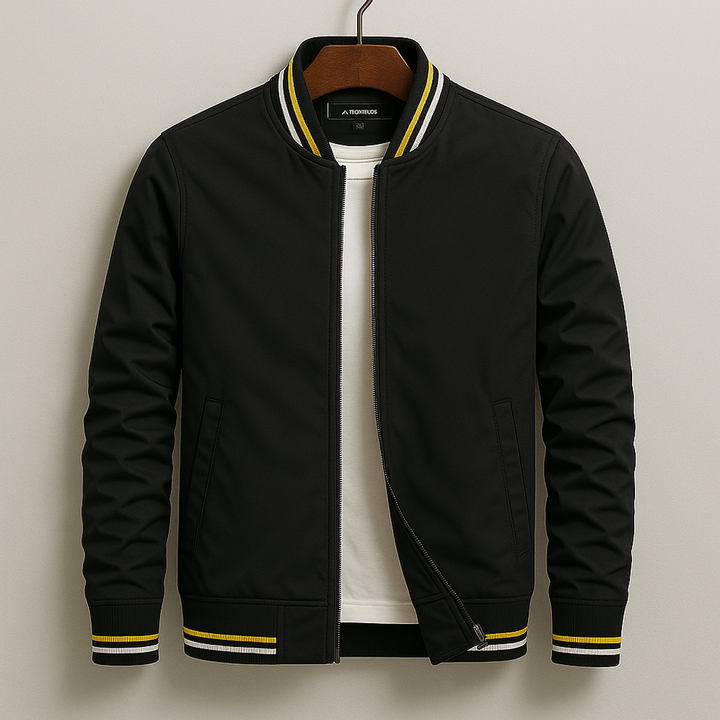 Bomberjacke für Herren mit Streifendetails - schwarz
