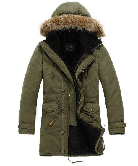 Herren Winterparka mit Kapuze in Khaki