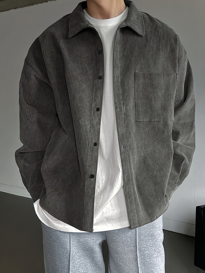 SwissFellas Herren Overshirt Hemdjacke mit Knopfleiste, reguläre Passform